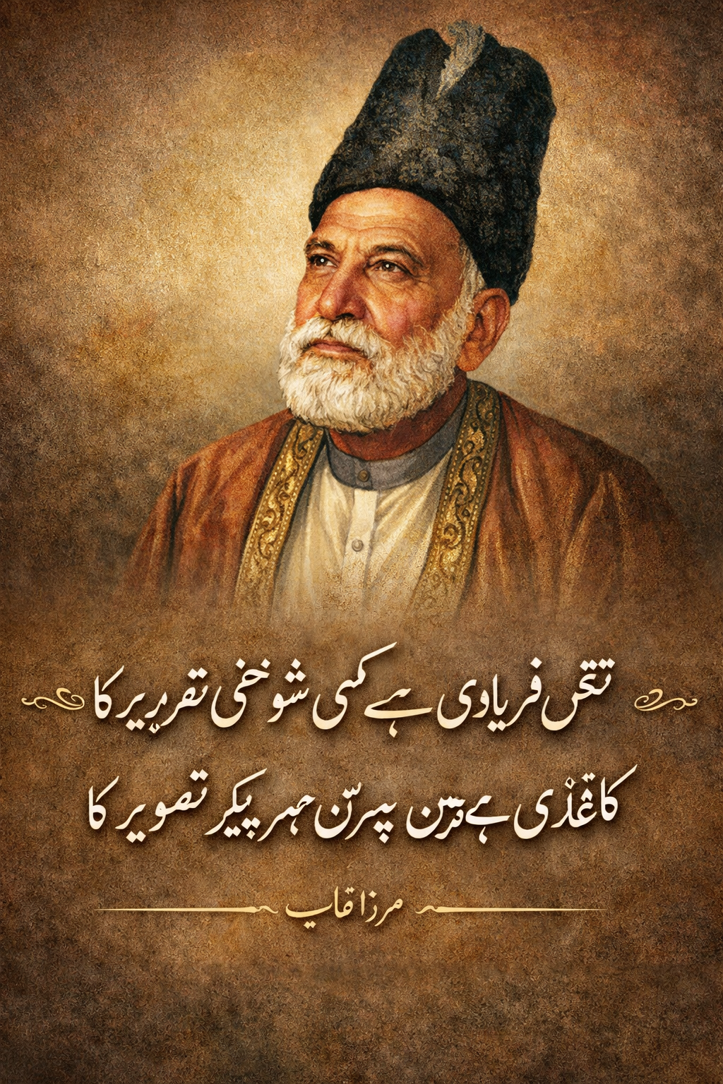 نقش فریادی ہے کس کی شوخی تحریر کا مرزا غالب شعر