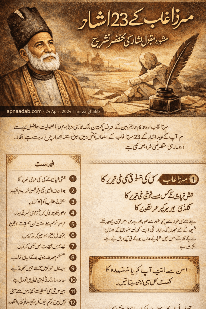 مرزا غالب کے 23 مشہور اشعار اور تشریح اردو شاعری Mirza Ghalib Poetry