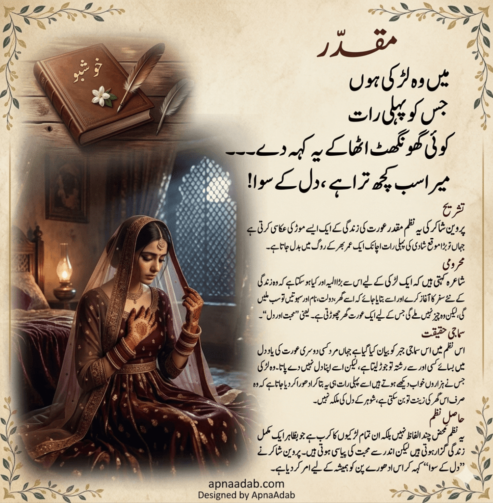 Parveen Shakir Sad Poetry - Muqaddar Poem - Apna Adab